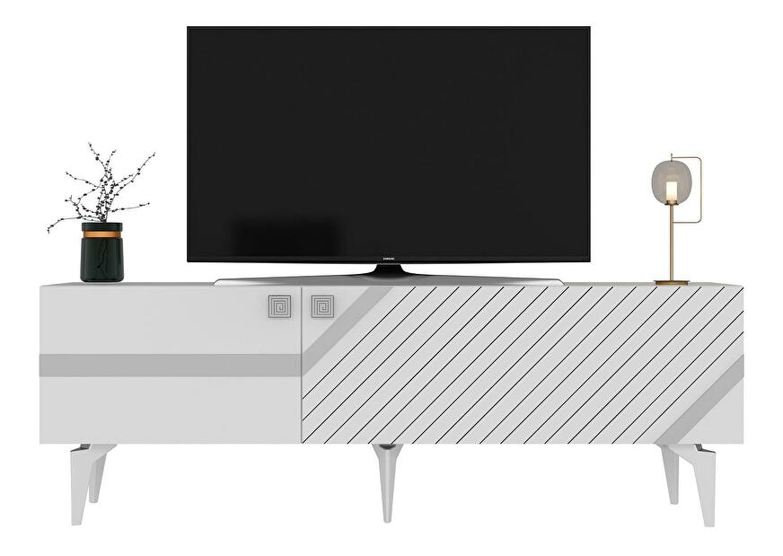 TV stolík/skrinka Tabivo (biela + strieborná) 