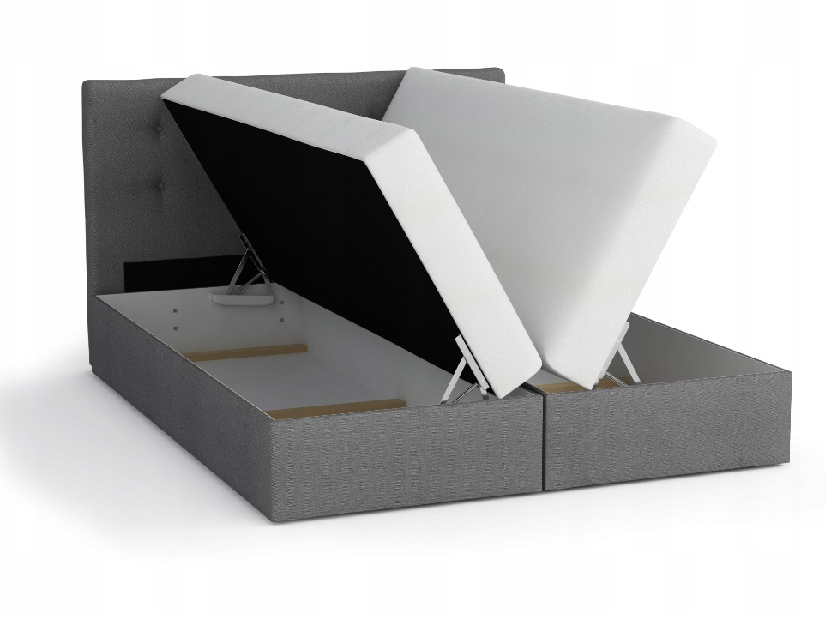 Manželská posteľ Boxspring 160 cm Fade 2 Comfort (sivá) (s matracom a úložným priestorom)