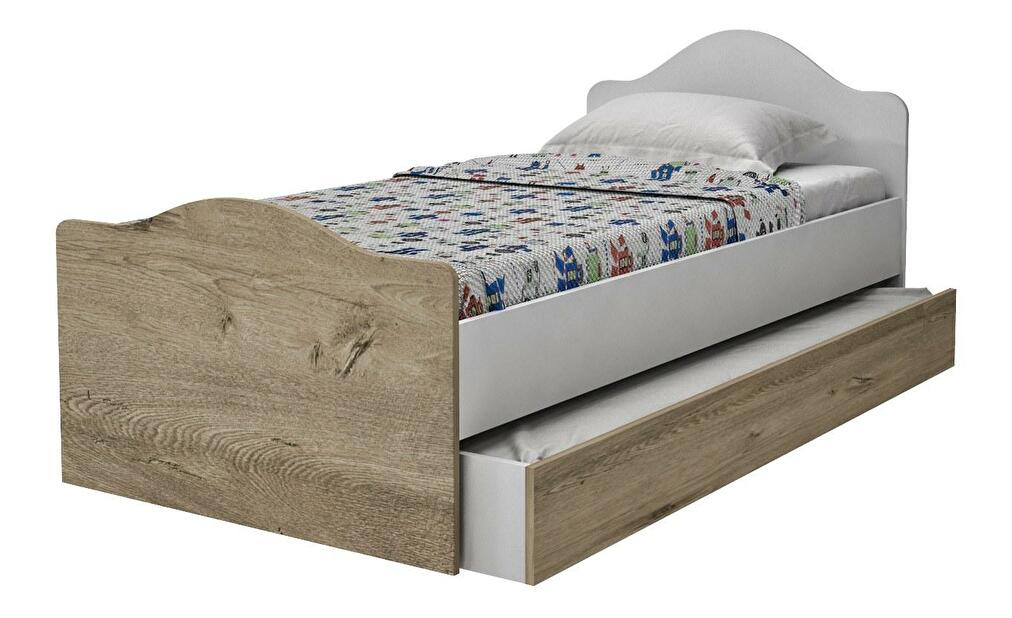 Jednolôžková posteľ 90 cm Sabese 3 (dub + biela) (s roštom)