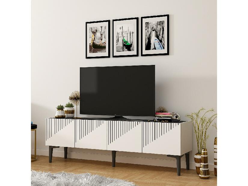 TV stolík/skrinka Tomune 4 (biela + čierna) 
