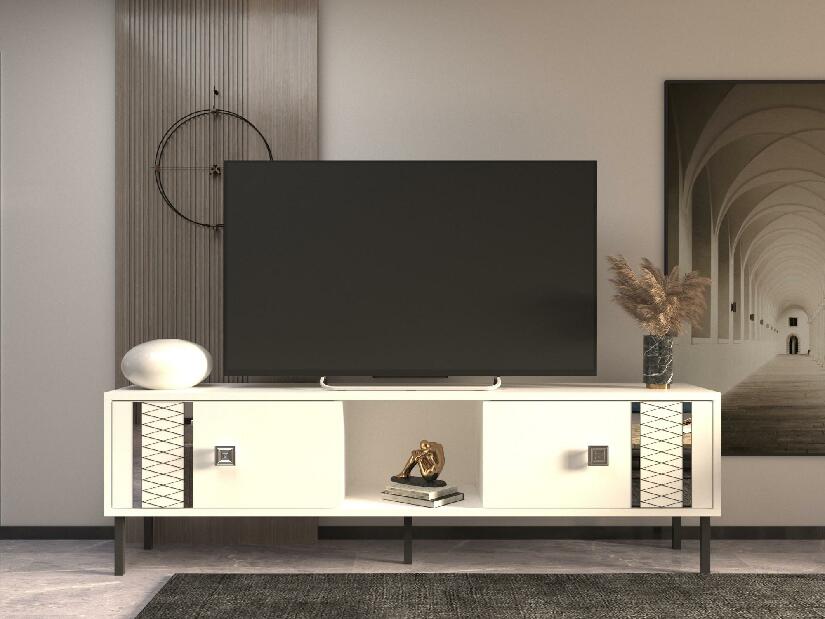 TV stolík/skrinka Numepa (biela + strieborná) 