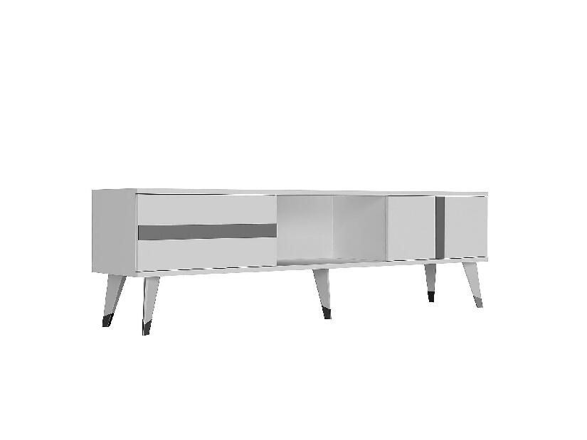 TV stolík/skrinka Vekika 2 (biela + strieborná) 