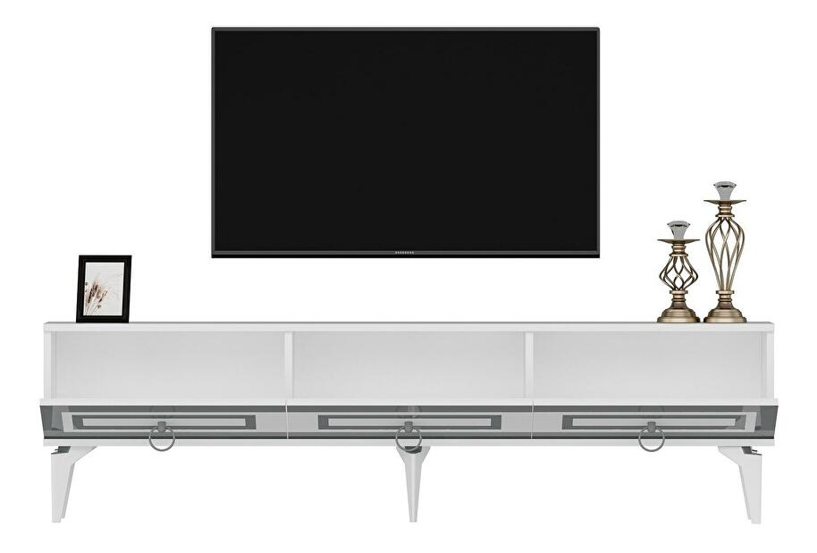 TV stolík/skrinka Pemava 2 (biela + strieborná) 
