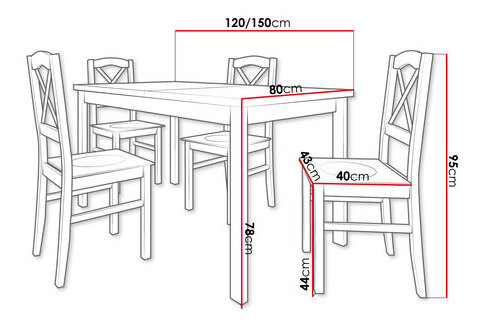 Jedálenský stôl so 4 stoličkami AL22 (čierna + dub artisan) *výpredaj