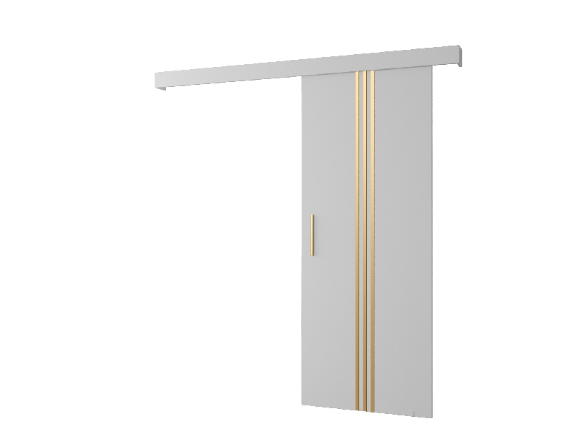 Posuvné dvere 90 cm Sharlene V (biela matná + biela matná + zlatá) (so samozatváračom dverí) *bazár