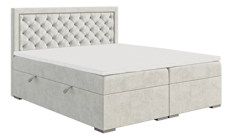 Manželská posteľ Boxspring 180 cm Bohem (slonovinová) (s matracom a úl. priestorom)