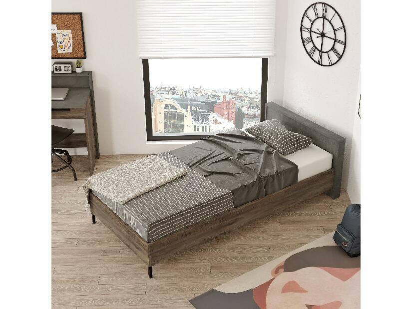 Jednolôžková posteľ 90 cm Penami 1 (hnedá + sivá) (s roštom)