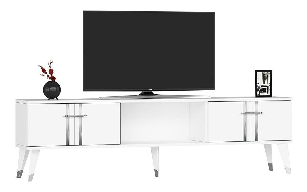 TV stolík/skrinka Pebine 2 (biela + strieborná) 