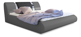 Manželská posteľ 160 cm Fabio (sivá + tmavosivá) (s roštom a úl. priestorom)