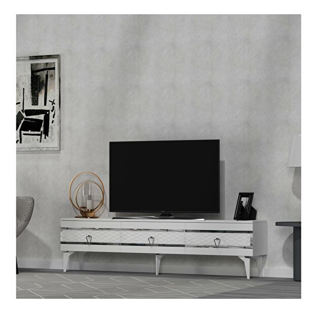 TV stolík/skrinka Vadiki 2 (biela + strieborná) 