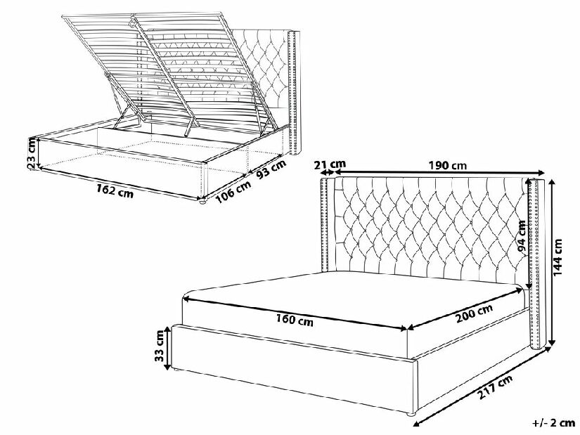 Manželská posteľ 160 cm Lubbka (strieborná)