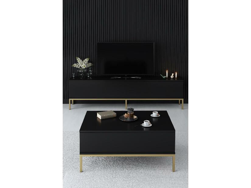 TV stolík/skrinka Vibubi 2 (čierna + zlatá) 