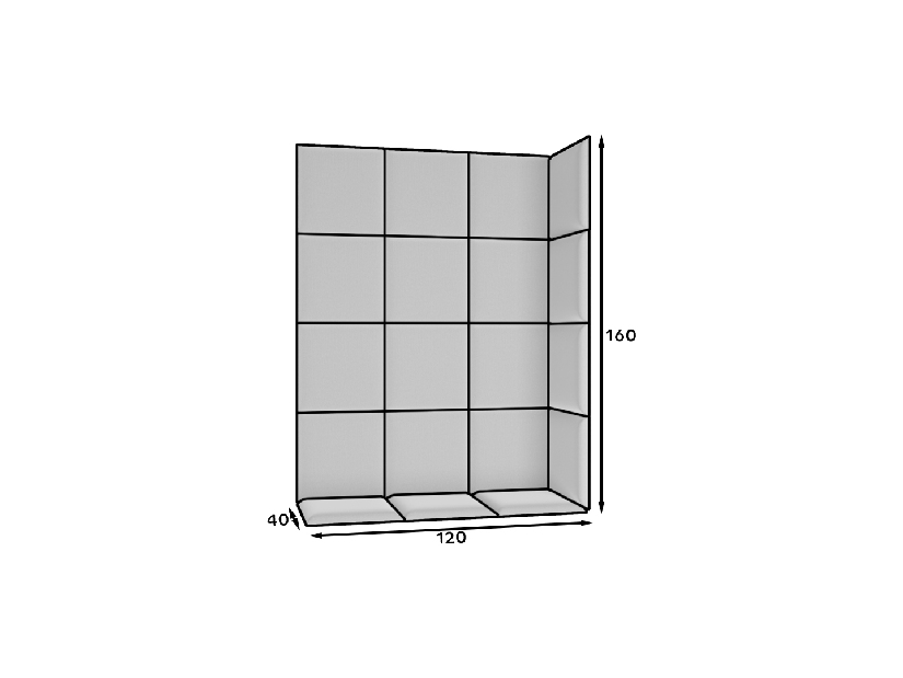 Set 19 čalúnených panelov Quadra 120x160 cm (sivá)