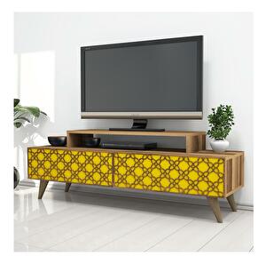 TV stolík/skrinka Clementine (orech + žltá)