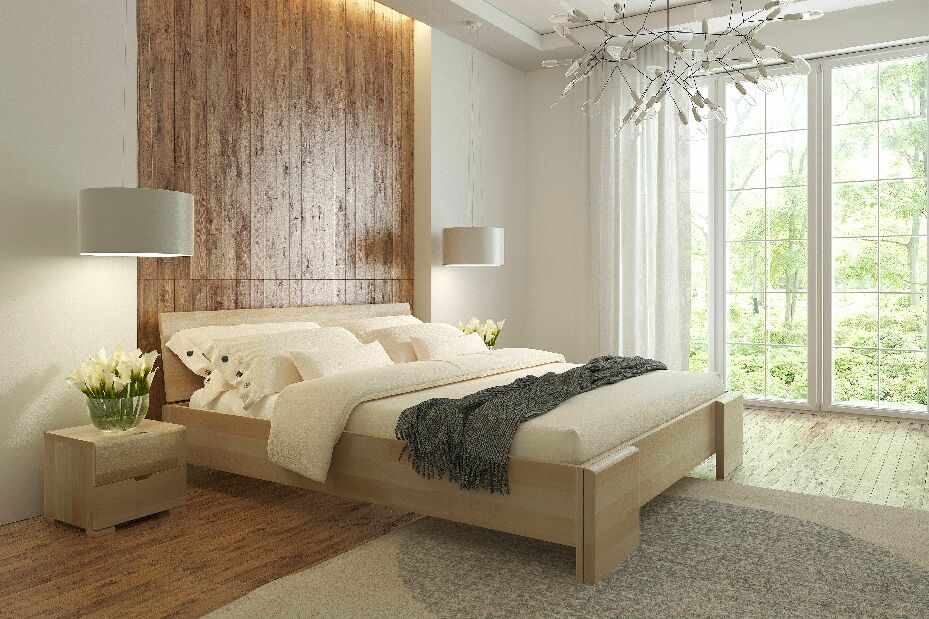 Manželská posteľ 200 cm Naturlig Blomst High (buk) (s roštom)