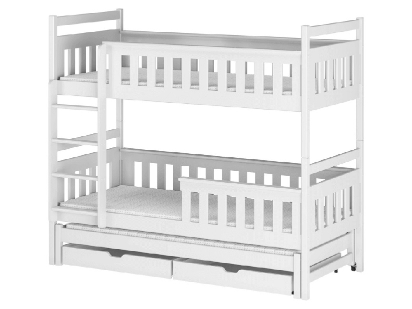 Detská posteľ 90 x 200 cm KARLA (s roštom a úl. priestorom) (biela) *bazár