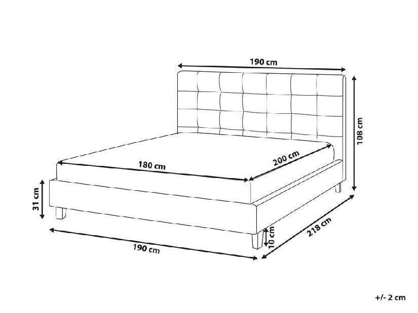Manželská posteľ 180 cm Rhiannon (tmavosivá) (s roštom a matracom)