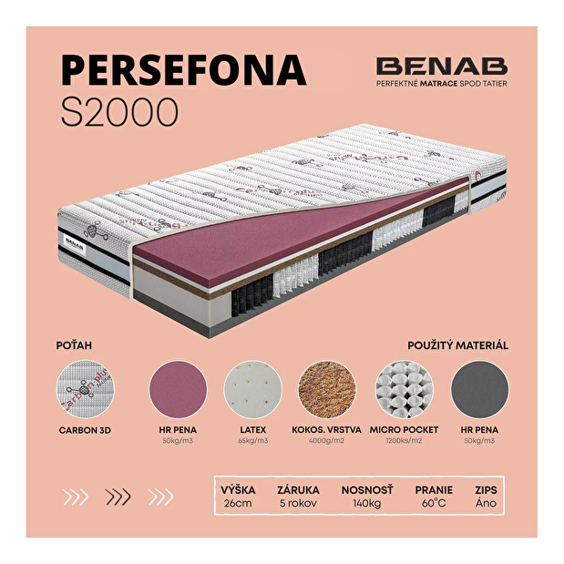 Taštičkový matrac Benab Persefona S2000 200x140 cm (T4/T3)