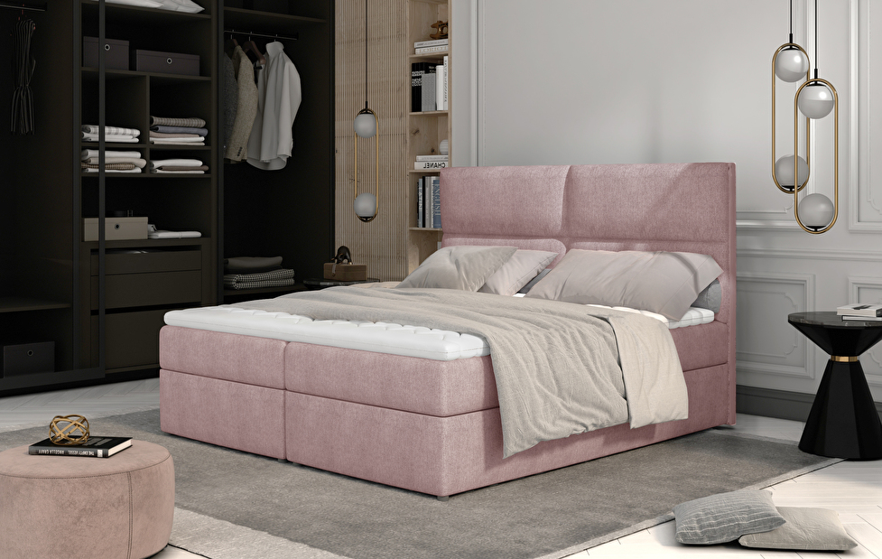 Kontinentálna posteľ 165 cm Alyce (ružová) (s matracmi)