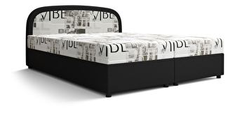 Manželská posteľ  Boxspring 140 cm Brick (čierna + vzor vlny) (s matracom a úložným priestorom)
