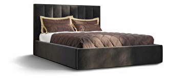 Manželská posteľ 160 cm Ocie (čierna) (s roštom a úložným priestorom)
