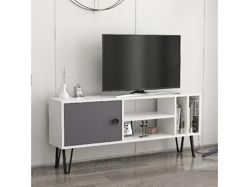 TV stolík/skrinka Simima 4 (biela + antracit) 
