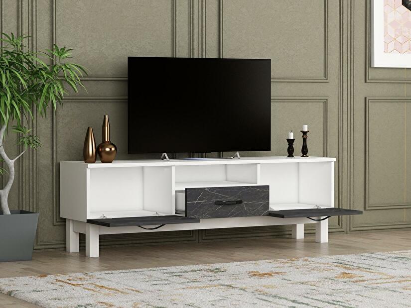 TV stolík/skrinka Kedime (biela + čierna) 