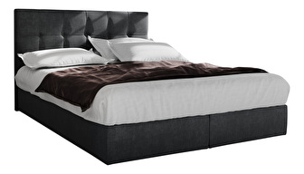 Manželská posteľ  Boxspring 140 cm Porto (čierna) (s matracom a úložným priestorom) *výpredaj