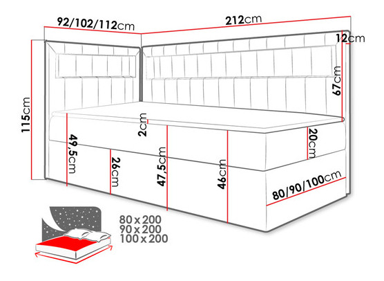 Jednolôžková posteľ 100 cm Mirjan Rivaldi 3 (biela + čierna) (s roštom, matracom a úl. priestorom)