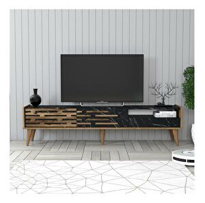 TV stolík/skrinka Tonase (orech + čierna + mramor) 