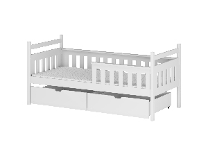 Detská posteľ 90 x 200 cm Emelda (s roštom a úl. priestorom) (biela)