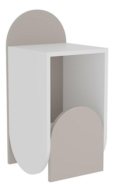 Nočný stolík Kevepa (biela + svetlá mocha)