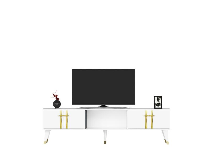 TV stolík/skrinka Pebine 2 (biela + zlatá) 