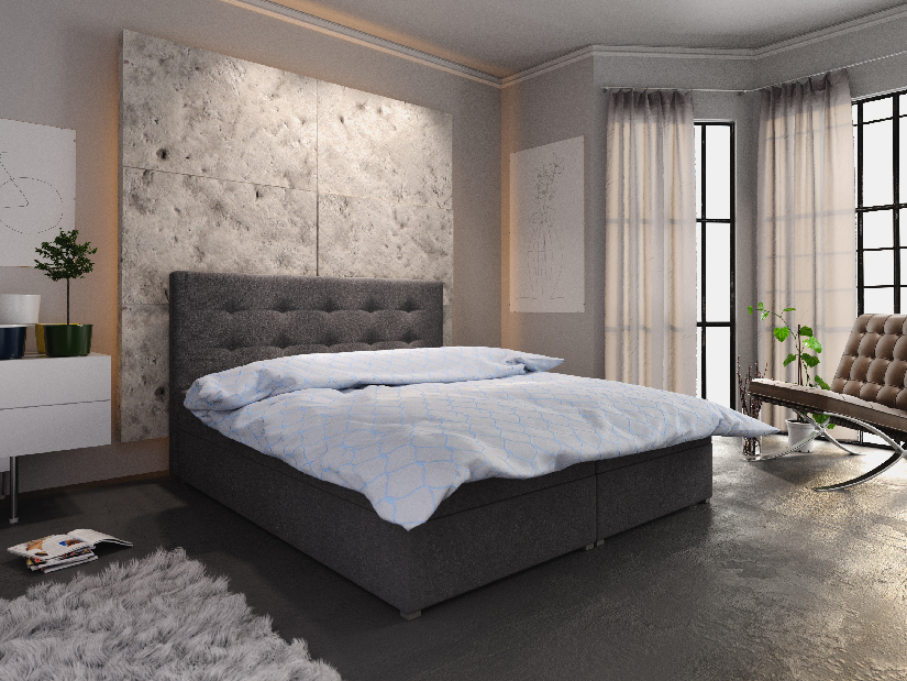 Manželská posteľ Boxspring 140 cm Fade 1 Comfort (čierna) (s matracom a úložným priestorom)