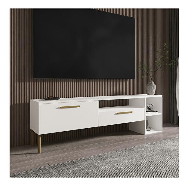 TV stolík/skrinka Sipete (biela + zlatá) 