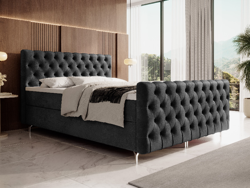 Manželská posteľ 160 cm Clinton Comfort (čierna) (s roštom, s úl. priestorom)