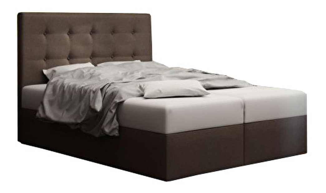Manželská posteľ Boxspring 140 cm Duel 1 Comfort (tmavohnedá) (s matracom a úložným priestorom)