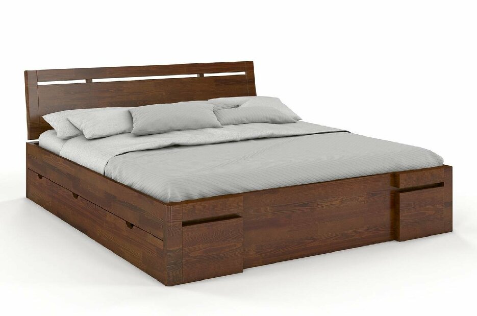 Manželská posteľ 200 cm Naturlig Bokeskogen High Drawers (borovica)