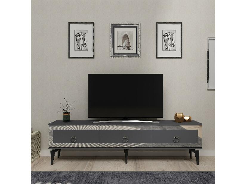 TV stolík/skrinka Muvuta 2 (antracit + strieborná) 