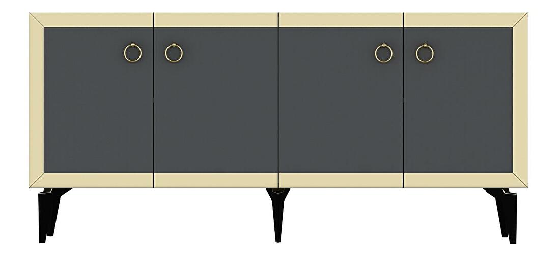 Konzolový stolík Muvuta 1 (antracit + zlatá) 