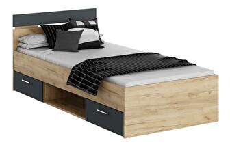 Jednolôžková posteľ 90 cm Michigin (dub artisan + grafit) (s úložným priestorom)