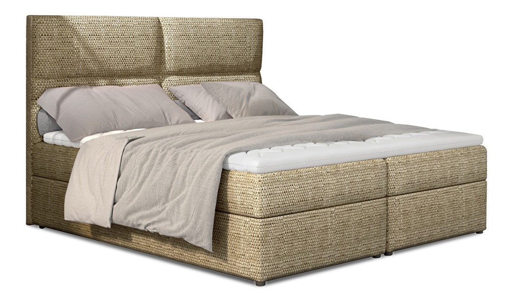 Kontinentálna posteľ 185 cm Alyce (béžová) (s matracmi)