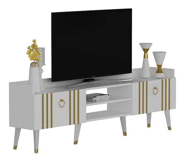 TV stolík/skrinka Netibo 1 (biela + zlatá) 