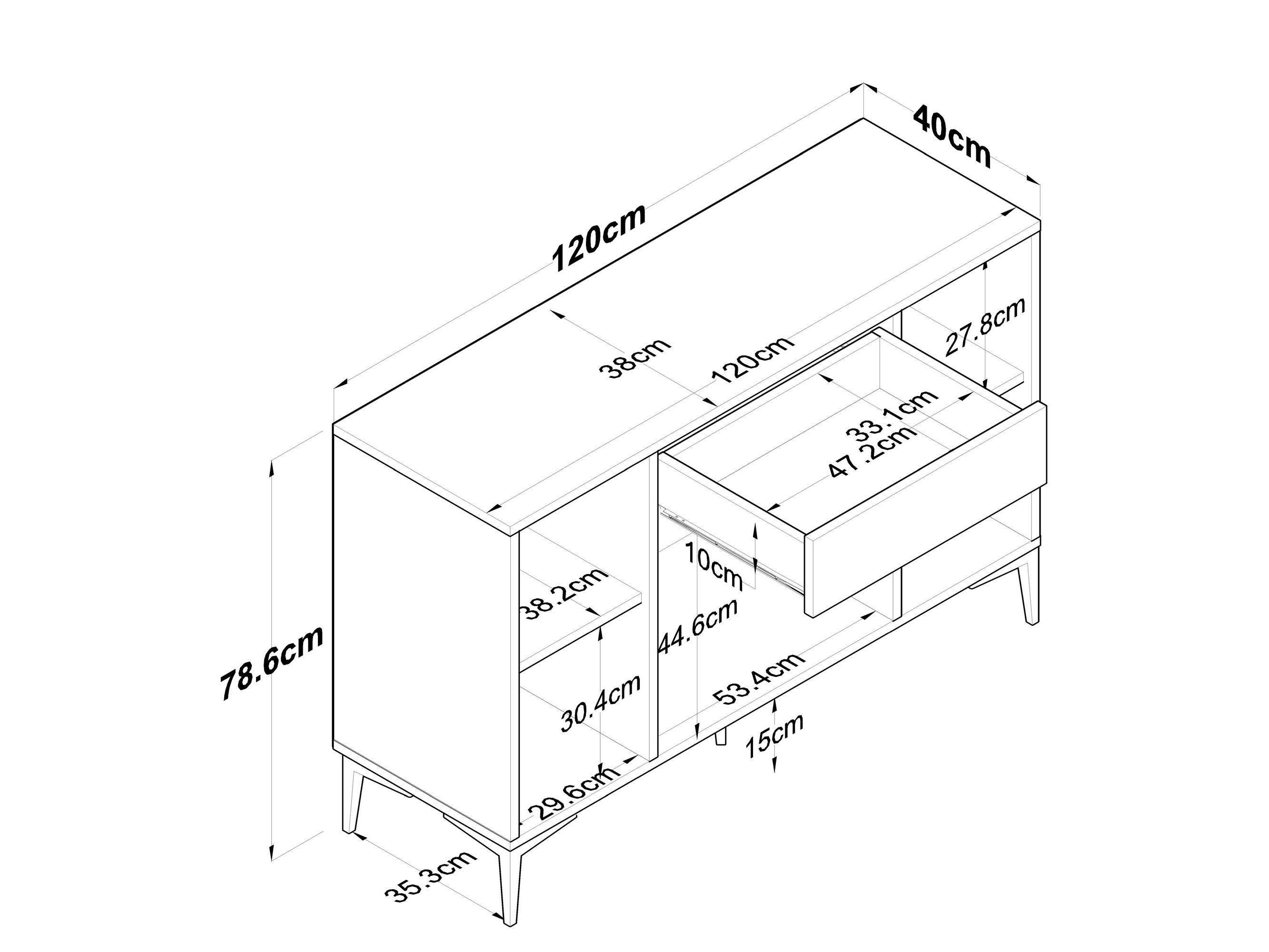 Komoda Jelena 136A (biela + orech) 