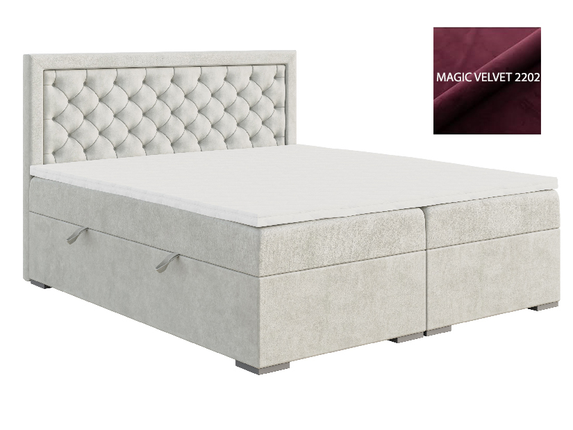 Jednolôžková posteľ Boxspring 90 cm Bohem (fialová) (s matracom a úl. priestorom) *bazár