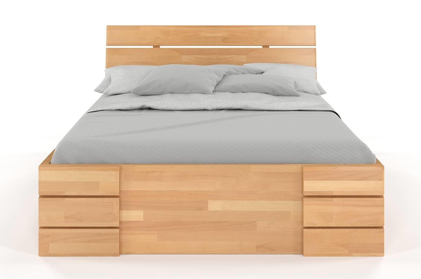 Manželská posteľ 180 cm Naturlig Lorenskog High Drawers (buk)