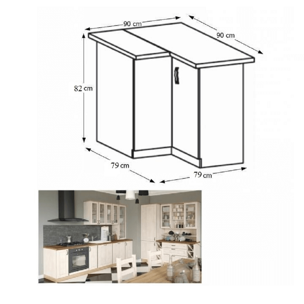Dolná kuchynská skrinka, rohová Regnar D90N