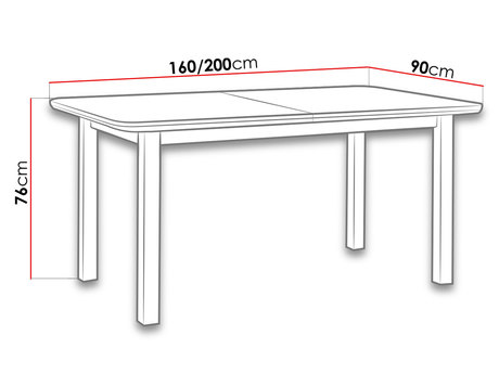 Rozkladací stôl 90 x 160/200 V S Lima (Orech)