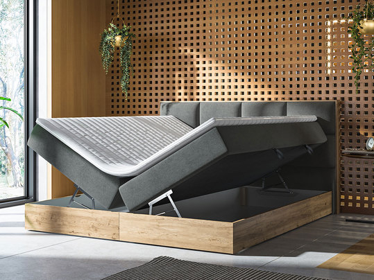 Manželská posteľ Boxspring 140 cm Bolondra (zlatý remeselný dub + soro 28)