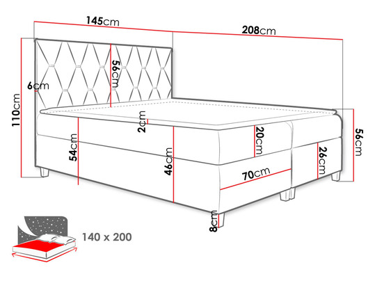 Manželská posteľ inima 160 cm- Mirjan Carmen (hnedá ) (s roštom, matracom a úl. priestorom)